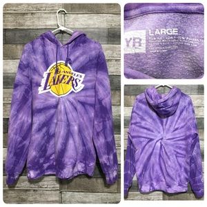 Young & Reckless LA Lakers Tie Dye Hoodie Sweatshirt Men’s L Purple Pullover